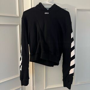 Off White Cropped Hoodie